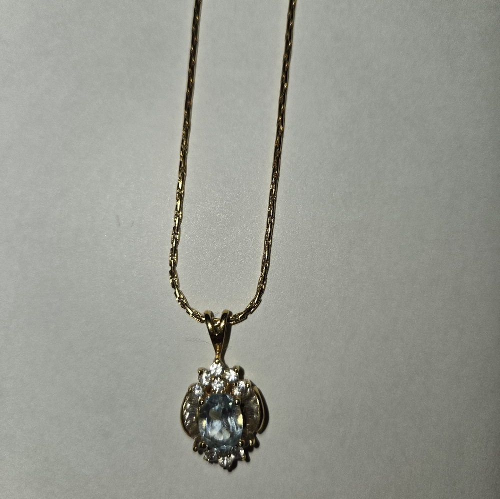 Vintage Blue Stone Pendant Necklace